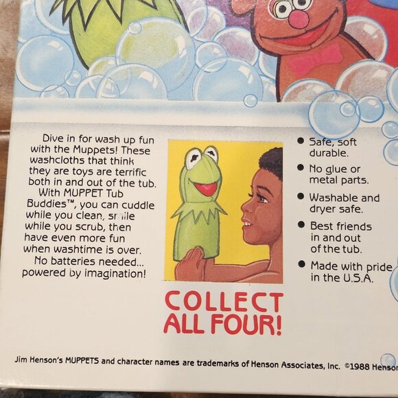 VTG 80s Muppet Babies Miss Piggy Tub Buddies BATH MITT PLUSH Washable USA Made - Picture 10 of 10